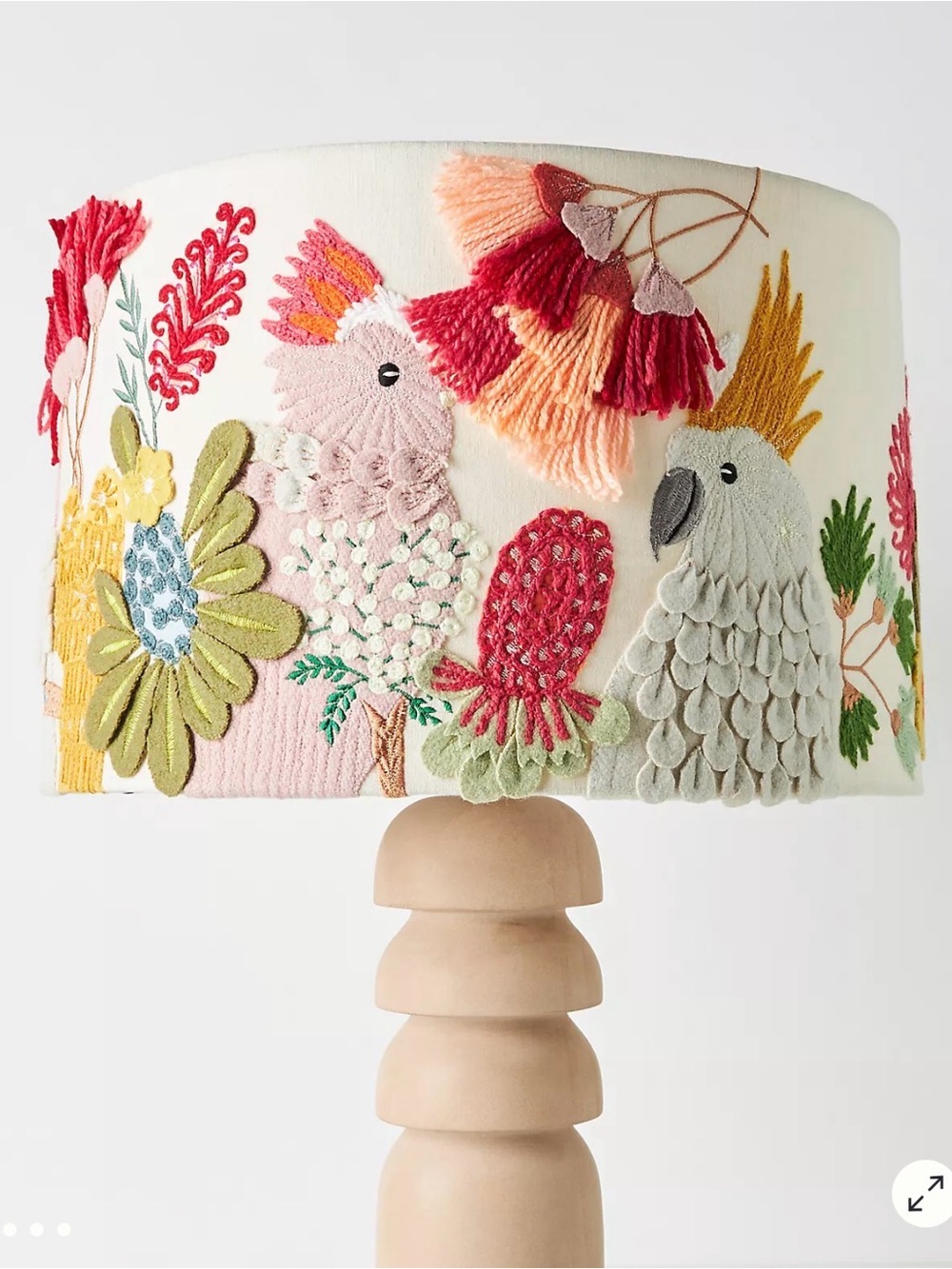 Embroidered Cockatoo Drum Lamp Shade ‼️SOLD OUT‼️